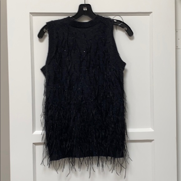 Michael Kors sleeveless feather-embroidered top